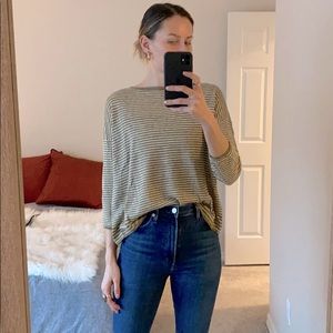 Mango Olive Green & Cream Open-Back Sweater